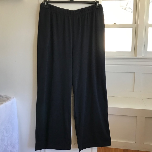 WOMAN WITHIN Wide Leg Pants Black 7 Day Knit Pockets Women’s Plus Size 4X 34/36 - Picture 3 of 15